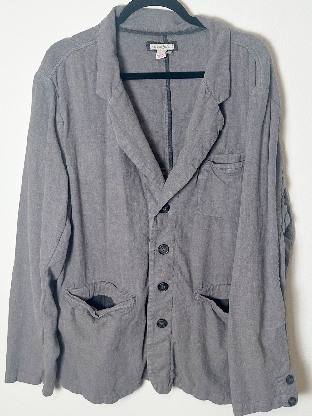 Carbon2Cobalt Linen Cotton Blend Blazer Grey XXL